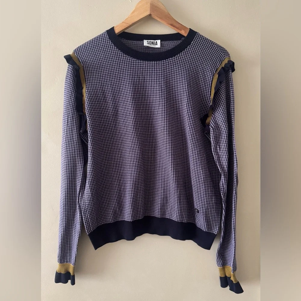 Sonia Rykiel Striped Knit Top in Navy and White 465 - Picture 2 of 6